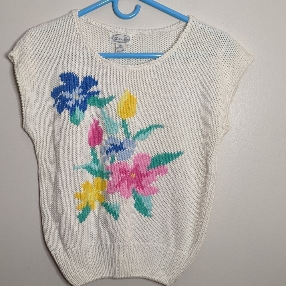 Vintage 1980’s Floral Knit Sweater Vest